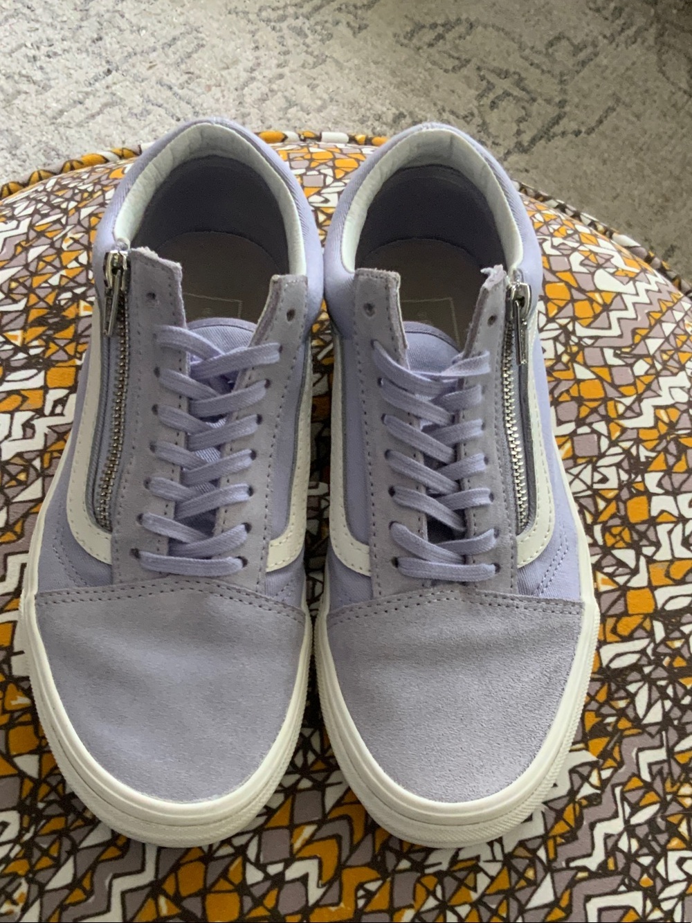 Vans Women's Lavender and White Low-Top Sneakers with Side Zipper 8